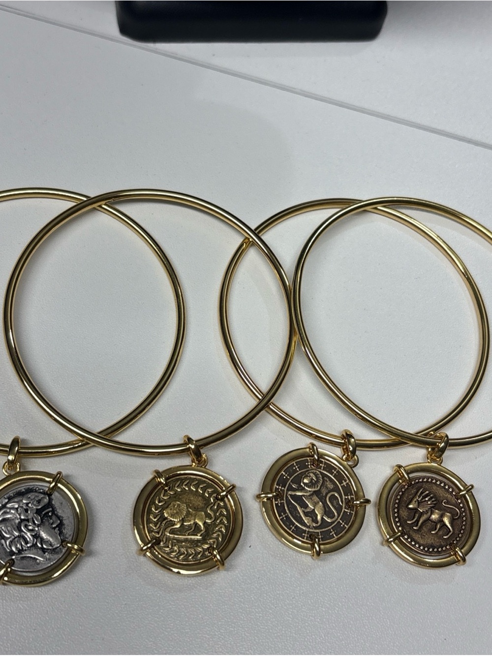 Gold Charm Coin Bangle Bracelet - Women Jewelry